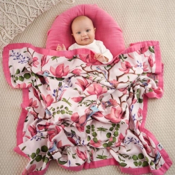 Bambusova muselinova deka Magnolia Lovebirds 106x106 cm