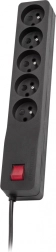 Prenaponski produžni razvodnik ZX 510, 5 utičnica, crna, kabel 2,5 m
