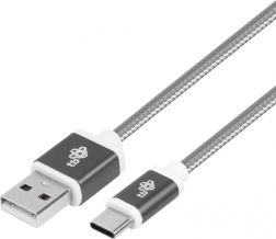 Pleten USB–USB‑C kabel 1,5 m, sivi