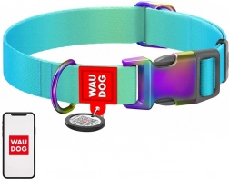 Najlonska ogrlica za pse s QR kodom WAUDOG, plava