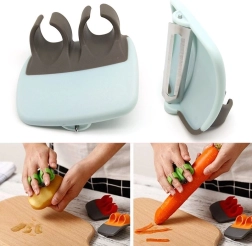 Škrabka za povrće i voće s držačima za prste - crna i plava