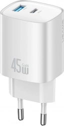 USAMS T66 45W GaN dvostruki mrežni punjač USB‑C + USB‑A (EU)