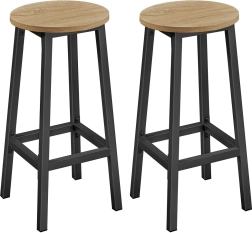 Okrugle barske stolice set 2 kom – 65 cm kuhinjska visoka stolica s osloncem za noge
