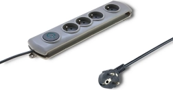 Prenaponski produžni razdjelnik Quick Switch, 4 utičnice, 1,5 m, siva