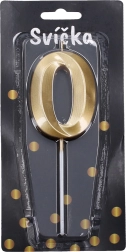 Party svijeća Zlatna brojka 0