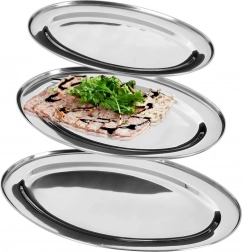Čelični ovalni poslužavni pladnjevi, set 3 kom