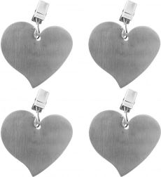 Čelični držači za stolnjak u obliku srca, set od 4 kom
