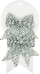 Srebrne božićne mašne s kamenčićima, 12 cm, 2 kom