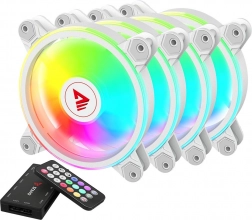 Set bijelih RGB ventilatora Savio s pozadinskim osvjetljenjem