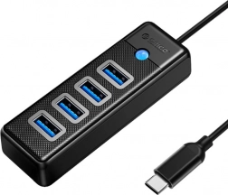 Orico USB‑C hub s 4× USB 3.0, 5 Gbps, 0,15 m, crni