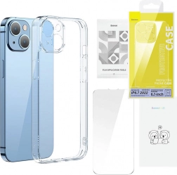 Baseus SuperCeramic prozirna staklena maska i set kaljenog stakla za iPhone 14 – Plus