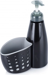 Dozator deterdženta za suđe s pretincem za spužvicu, crni, 370 ml