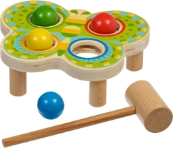 Drvena čekićarka Leptir s 4 šarene kugle