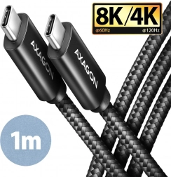 USB-C - USB-C kabel, USB4 Gen 3x2 1 m, PD 100W, 8K HD, ALU, opleteni crni