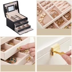 Višerazinska kutija LELANI, premium kutija za nakit - crna