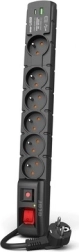 Razvodnik S6 USB A+C 3 m sa 6 utičnica, crna