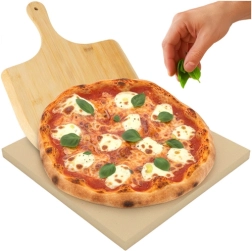 Pizza kamen RUHHY od kordierita 38 × 36 cm s bambusovom lopaticom