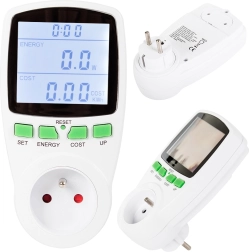 Utični wattmetar s pozadinski osvijetljenim zaslonom za mjerenje potrošnje