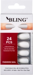 Umjetni nokti, BLING Fashion Nail Tips (24 kom) - bijeli, mat