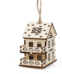 Čarolija drva srednja kućica – vila s balkonima i LED svijećom