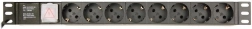 Rack napajna letvica PDU, 8x Schuko utičnica, 1U, 10 A, ulaz C14, kabel 3 m