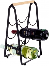 Metalni stalak za vino za 6 boca, crni, 21 × 38 cm