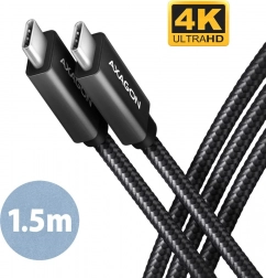 AXAGON BUCM32 USB‑C kabel 3.2 Gen 2x2 20 Gb/s, 4K/60 Hz, PD 100 W, 1,5 m, opleteni