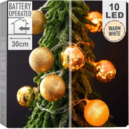 Svjetleće božićne kuglice 10 LED, zlatne, 4 cm
