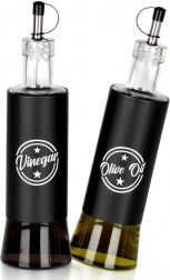 Stakleni dozeri za ulje i ocat 300 ml, crni, set 2 kom