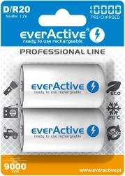 Punjaive baterije everActive R20/D Ni-MH 10000 mAh (2 kom) spremne za uporabu