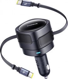 Punjač za auto Baseus s dvostrukim USB-C 60 W crna