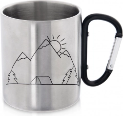 Turistička čelična šalica s karabinerom 350 ml