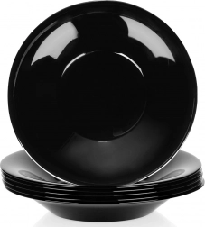 Duboki stakleni tanjuri crni 21,5 cm, 400 ml – set 6 kom