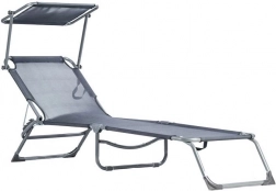 Vrtna podesiva ležaljka s sjenilom, siva MultiGarden