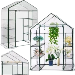 Mini vrtni staklenik s PVC folijom i 4 police