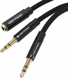 Audio kabel mini priključak 3,5 mm ženski na 2x mini priključak 3,5 mm muški Vention BBLBAB 0,6 m (crni)