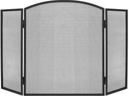 Paravan za kamin protiv iskri, 3-dijelni, crni, 118 × 76 cm