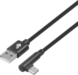 USB na USB‑C kabel 1,5 m s pravim kutom, crni pleteni