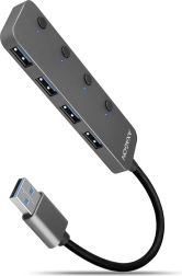 Axagon HUE-MSA metalni USB čvorište 4× USB 3.2 Gen 1 s prekidačima, 20 cm kabel