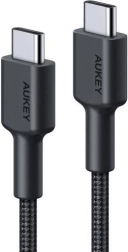 aukey usb‑c na usb‑c kabel 0,9 m s najlonskom opletu, 60 w pd, 3 a, crni