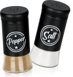 Staklena soljenka i papar, crna izvedba, 2 kom