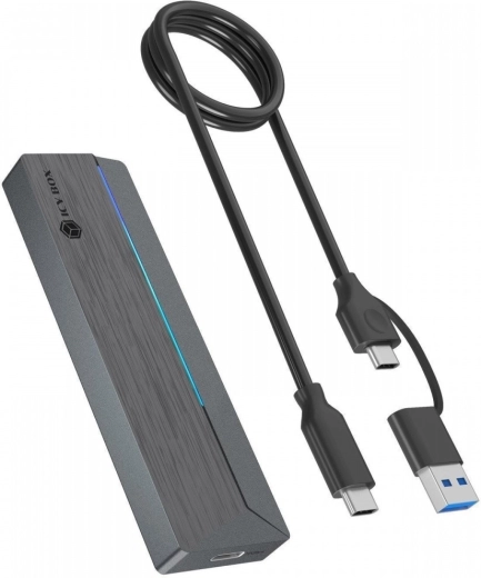 Eksterno kućište za SSD M.2 NVMe i SATA s RGB osvjetljenjem, USB 3.2 Gen 2 (10 Gb/s)