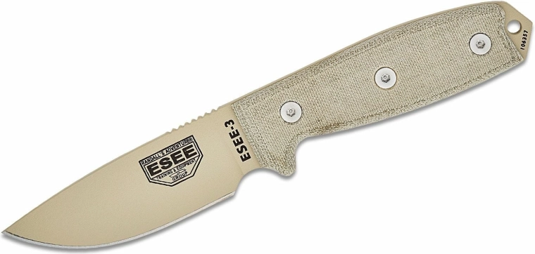 Univerzalni fiksni nož ESEE 3, Micarta, futrola OD Green