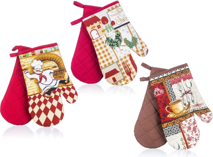 Kuhinjske rukavice s magnetom COOK, pamuk, 27 × 17 cm, set 2 kom, mix dekora