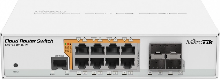 PoE prekidač MikroTik CRS112-8P-4S-IN s 8xGbE i 4xSFP