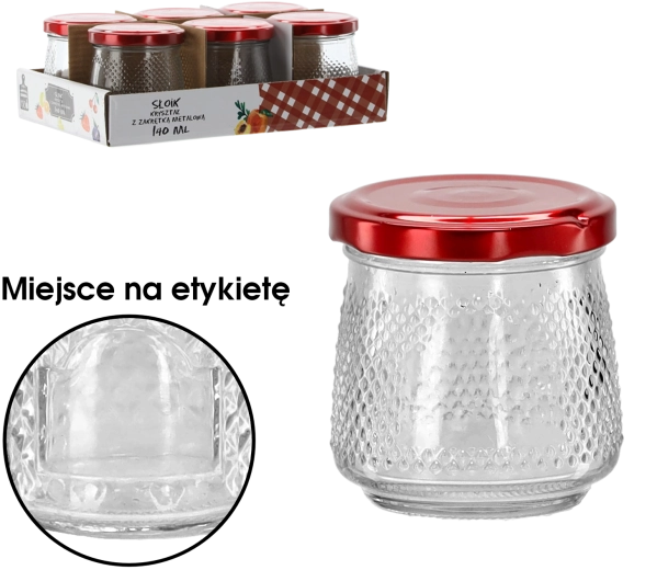 Staklena teglica 140 ml s crvenim metalnim poklopcem