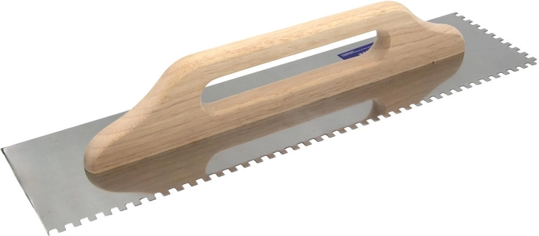 Gletarica od nehrđajućeg čelika sa zubima 6 mm, 500 × 130 mm, drvena ručka
