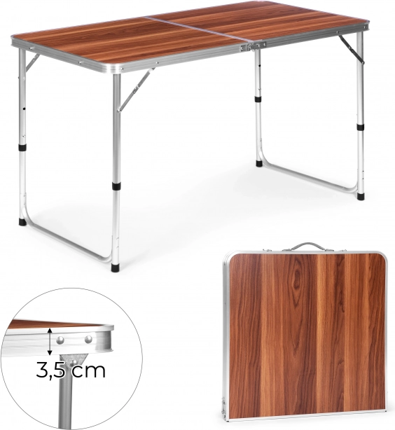 Turistički stol sklopivi kamping stol smeđa ploča 120 x 60 cm
