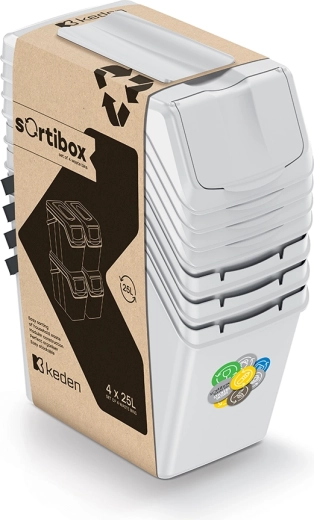 Set koševa za odvajanje otpada Sortibox 4×25 l pepeljasto siva