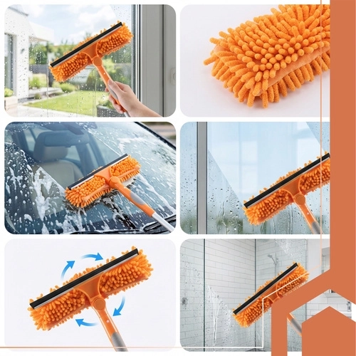 Obostrana glava: mikrofibra + brisač bez tragova